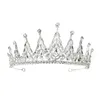 Headpieces Rhinestone Tiaras och Crowns for Women Silver Color Crystal Brudhårtillbehör Bröllopshuvud smycken Brudbonad