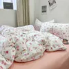 Korea Style Flower Printed Bedding Sets Girls Single Double Queen Size Flat Sheet Duvet Cover case Bed Linens Home Textile L230704