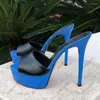 Ahhlsion Handmade Women Sandals Mules Slip on Sexy Stiletto Heeled Peep Toe Classics Black Party Shoes Ladies US Plus Size 5-20 4018