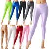 Damen-Hosen, glänzend, glänzend, für Damen, einfarbig, sportlich, hohe Taille, dehnbar, Yoga, Pilates, Workout, Body-Building, Damen-Leggings