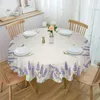 Table Cloth Lavender Color Imitation Espadrille Round Polyester Tablecloth Kitchen Decor Waterproof Catering Coffee Picnic Mat