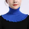 スカーフユニセックスビブ秋/冬の暖かさ首の保護襟装飾的な偽のニットウールソフトストレッチフリル女性f34