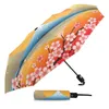 Paraplyer japansk stil fuji cherry blomma solnedgång automatisk parasol vikning paraply manlig kvinnor tryckt lätt regnutrustning