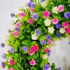 Decoratieve Bloemen Lente Krans Voor Voordeur Handgemaakte Kleurrijke Zomer Bloemen Garland Achtergrond Muur Raam Decor Bruiloft