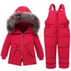 Down 2023 Kış Bebek Bebek Takım Kalın Sıcak Çocuklar Ceketli Ceket Tulumları Çocuklar Giyim Seti 1-4 Yıl Bebek Erkek Snowsuit HKD230725