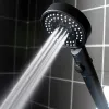 Nouveau pommeau de douche économie d'eau noir 5 Mode douche haute pression réglable une touche arrêt Massage de l'eau Eco douche salle de bain accessoires