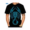 Мужские футболки для летних футболок Scorpion 3D Printed Unisex Cool Футболка Смешная графическая рубашка с коротким рукавом с коротким рукавом