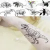 Tatuajes temporales de dinosaurio negro para mujeres y niñas, tatuaje falso de ballena Panda realista, tatuajes impermeables para brazo t-rex