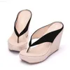 Slipare Crystal Queen Platform Wedges Flip Flops High Heels Talltor Vita strandsandaler Böhmen Pink L230725