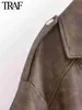 Женский пакет Parkas Traf Women Fashion Winter New Vintage Gradient Leather Jacket