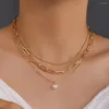 Kedjor Trendiga kedjehalsband Golden Metal Accessories hänge för kvinnor dams födelsedagspresent