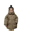 Down Coat Winter Thicked Down Jacket Children's White Duck Down Cotton Coat med Fleece Hooded Cotton Coat Children's Autumn Warm Coat HKD230725