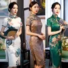 Ethnic Clothing 2023 Cheongsam High Imitation Lace Silk Improved Version Chinese Style Printed Fashion Girl Skirt Qipao Sexy