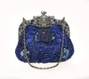 Kvällspåsar Navy Blue Ladies Pärlade paljettbröllop Bag Clutch Handväska Bride Party Makeup Purse 2583H 230725