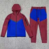 Designer Tech Fleece Mens Tracksuits Zipper Hooded Hoodies Jackor och Sport Pants Set Jogger Leisure Trousers Tracksuit