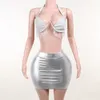 NEW Designer Dress Sets Women Summer Sexy Spaghetti Strap Halter Bra and Bodycon Skirt Two 2 Piece Sets Party Night Club Wear Bulk Wholesale Clothes 10041