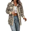 Giacche da donna Camicie abbottonate da donna Maniche lunghe Cappotti oversize in velluto a coste con stampa leopardata 1 cappotto o fascia calda