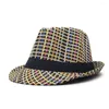 Basker Fashion Colorful Weave Straw Hatts For Men Women Spring Summer Fedoras Top Jazz Caps Old Man Vintage Adult Panama Beach Hat