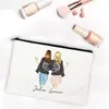 Meilleur ami dessin animé fille impression sacs de maquillage personnalisé nom personnalisé pochette cosmétique voyage toilette organisateur cadeaux pour ami