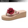 Pantofole KRAVOO Fiore etnico Infradito Scarpe da donna Pantofole infradito intrecciate Piattaforma Sandali con zeppa Donna Fuori da spiaggia Scivoli 2023 L230725