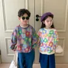 Hoodies Sweatshirts Spring design Korean style colorful floral sweatshirts for kids 1-7 years boys and girls casual loose pullovers 230725