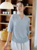 Koszule damskie 2023 Summer Chin Chinese Style T-shirt Kobiety w szyku w połowie rękawie Casual Proste Pullover Tops