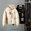 Famoso piumino da uomo di lusso accessori in pelle di pecora Canada Nord inverno cappotto con cappuccio abito da pane ampio comodo giacche calde abbigliamento uomo antivento