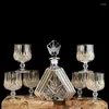 Bicchieri da vino 7 Pz / set Lusso Retro Gold Rim Crystal Glass Cup Decanter Set Calice Whisky Brandy Beer Bar El Party Articoli per bere