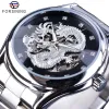 ForSining Diamond Montre Design Silver Rostfri Automatisk Dragon Display Men Homme Luxury Watches Wrist Brand Classic Top Steel H210p