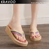 Pantofole KRAVOO New Ethnic Infradito Scarpe da donna Pantofole infradito intrecciate Sandali con zeppa con plateau da donna Ladies Outside Beach Slides L230725