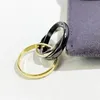 Famoso designer de jóias femininas treinity anel catier crb402700 4095600 clássico blacek cerâmica 18k ouro rosa modelo médio anéis de luxo cjeweler para mulheres com caixa