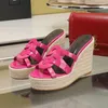 Eerbetoon Geweven Espadrille Sandalen Muiltjes Pantoffels Wig platform pumps hakken dames luxe ontwerpers lederen zool Mode Avond Feestschoenen fabrieksschoeisel