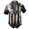 Chemises décontractées pour hommes Chemise à manches courtes d'été pour hommes Drapeau américain Motif d'impression 3d Daily Street Tops surdimensionnés Hommes T-shirts Vêtements