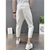Mens Jeans Japanese Trend Ripped Hole White Green Black Ankle Längd Youth Fashion Loose Denim Harem Cargo Pants 230725