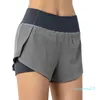 Lu Shorts Yoga Zomer Sport Dames Biker Shorts Dubbellaags Zijvak Hardloopshorts Ademend Sneldrogend Workout Gym Fitness Sportkleding Spandex Short Pants