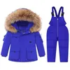 Down Coat Children's Snowsuit Jacket For Boy Winter Girl Infant Coat Kids Parkas Kläder Set Baby Feather Down Overalls Fur Jumpsuits HKD230725