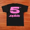 Дизайнерская модная одежда Футболки в стиле хип-хоп Футболки Young Thug Star Same Sp5der 555555 Розовая футболка с коротким рукавом