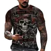 Herren T-Shirts Sommer Death Skull Print Shirt für Männer Terror Harajuku Übergroße Kurzarm Top Trend Freizeit O-Ausschnitt T-Shirts Vintage Kleidung