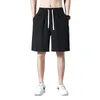 Herr shorts sommar män lösa sport utomhus snabb torkad is silk casual fitness byxor gym knä längd svart/vit/grå