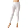 Calças femininas Leggings femininas brilhantes e brilhantes femininas, cor sólida, atléticas, elásticas, de cintura alta, yoga, pilates, musculação, leggings femininas