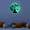 Adesivos de parede Halloween Luminous Moon Witch Glow Decor Decoração autoadesiva fluorescente engenhosa