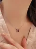 2023 Fashion New Art S925 Sterling Silver Drop Gel Inlaid Zircon Brown Butterfly Necklace for Women's Versatile Luxury Necklace