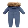 Daunenmantel -30 Grad Russland Winter Kinderoverall Wasserdichter Echtpelz Kinder Winteroverall 1-5 Jahre Kleinkind Baby Junge Strampler Schneeanzug HKD230725