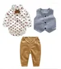 Clothing Sets Baby Boy Set For Born Cotton Gentleman Formal Birthday Outfit Vest Romper Pants With Bow 3 6 9 12 18 24 Mouthes