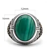 Cluster Rings Turkish Jewelry Men's Ring Big Stone Natural Malachite 925 Sterling Silver Rose Gold Ladies With