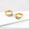 Dangle Chandelier 925 Sterling Silver Needle Blue Shiny Zircon Stud Earrings Women's Fashion Enamel Hoop Earrings Women's Luxury Jewelry Gifts