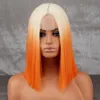 Synthetic Wigs WERD Short Orange Wig Middle Part Blonde Lady Bob Hair Synthetic Heat Resistant Wig Cosplay Wig 230725