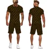 Men's Tracksuits Retro Luxury Men's Short Sleeve T-shirt/Set 3D Flower Letter Printing Casual T-shirt Tracking Set Men's Jogging Fancy Clothing 230720