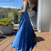 Basic Casual Dresses Casual Dresses Women Elegant Backless Satin Party Dress Sexy One Shoulder Sleeveless Soft Long Ladies Fashion Solid High Slit Maxi Z230725