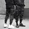 Men's Pants Hip Hop Boy Track Pants Elastic Waist Harem Pant Men Streetwear Punk Ribbons Design Trousers Male Black Pant Pockets Joggers 230724